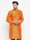 VASTRAMAY Men's Orange Cotton Silk Blend Kurta